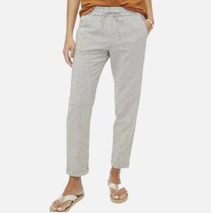 J. Crew Black and White Striped Linen Pant 4